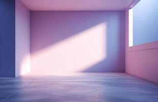 Pink empty room mockup. Illustration AI Generative photo