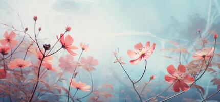 Pink poppy flowers background. Illustration photo