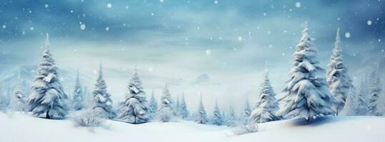 azul invierno antecedentes con Navidad árbol. ilustración ai generativo foto