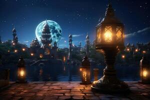Ramadan background with lantern. Illustration photo