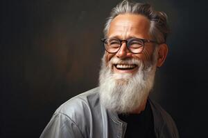 Smiling older man portrait. Illustration AI Generative photo