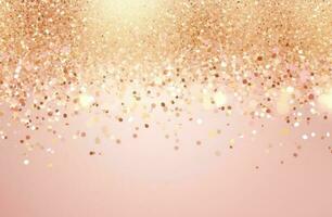 Pink background with golden glitter. Illustration AI Generative photo