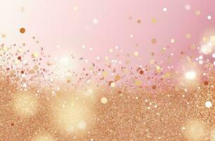 Pink background with golden glitter. Illustration AI Generative photo