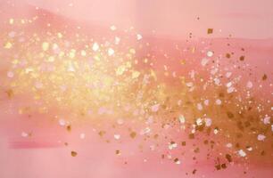 Pink background with golden glitter. Illustration AI Generative photo