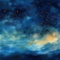 Gold stars on a blue background Illustration photo