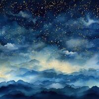 Gold stars on a blue background Illustration photo