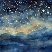 Gold stars on a blue background Illustration photo