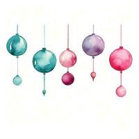 Watercolor Christmas ball background. Illustration AI Generative photo