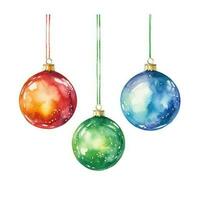 Watercolor Christmas ball background. Illustration AI Generative photo