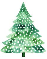 Green watercolor Christmas tree. Illustration AI Generative photo