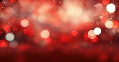 Red Christmas Lights Background. Illustration AI Generative photo