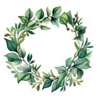 Watercolor Christmas Wreath Isolated. Illustration AI Generative photo