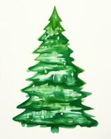 Green watercolor Christmas tree. Illustration AI Generative photo