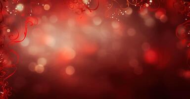 Red Christmas Lights Background. Illustration AI Generative photo