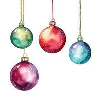 Watercolor Christmas ball background. Illustration AI Generative photo