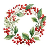 Watercolor Christmas Wreath Isolated. Illustration photo