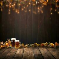 Autumn Beer Festival background. Illustration AI Generative photo