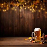 Autumn Beer Festival background. Illustration AI Generative photo