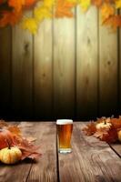 Autumn Beer Festival background. Illustration AI Generative photo