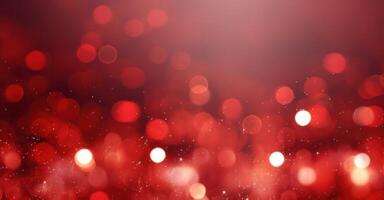 Red Christmas Lights Background. Illustration AI Generative photo