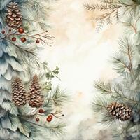 Watercolor Christmas winter background. Illustration AI Generative photo