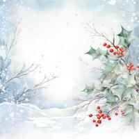 Watercolor Christmas winter background. Illustration AI Generative photo