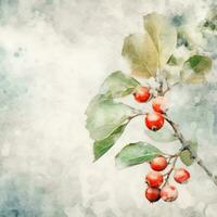 Watercolor Christmas winter background. Illustration AI Generative photo