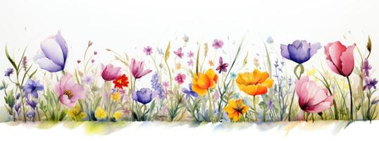 Watercolor floral background. Illustration AI Generative photo