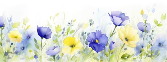 Watercolor floral background. Illustration AI Generative photo