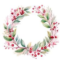 Watercolor Christmas winter background. Illustration AI Generative photo