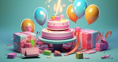 Birthday cake.  Illustration AI Generative photo