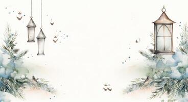Watercolor Christmas winter background. Illustration photo