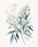 Watercolor floral background. Illustration AI Generative photo