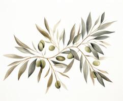 Watercolor olive background. Illustration AI Generative photo