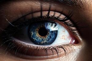 Closeup photo of eye. Illustration AI Generative