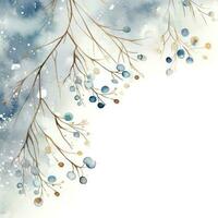 Watercolor Christmas winter background. Illustration AI Generative photo