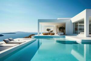 Luxury villa with pool. Illustration AI Generative photo