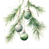 Watercolor Christmas winter background. Illustration AI Generative photo