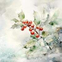 Watercolor Christmas winter background. Illustration AI Generative photo