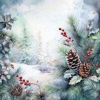 Watercolor Christmas winter background. Illustration photo
