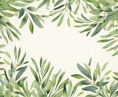 Watercolor olive background. Illustration AI Generative photo