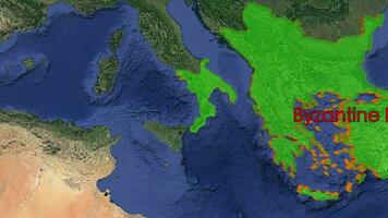 Byzantine Empire boundaries on 3D map video