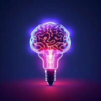 Bulb like brain. Concept of artificial intelligence or machine learning. image photo