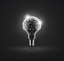 Bulb like brain. Concept of artificial intelligence or machine learning. image photo