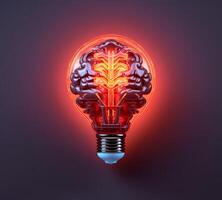 Bulb like brain. Concept of artificial intelligence or machine learning. image photo