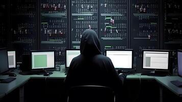 Anonymous hacker. Concept of dark web, cybercrime, cyberattack, etc. image photo