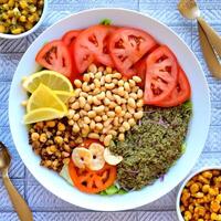 Burmese tea leaf salad called Lahpet thoke recipe. photo