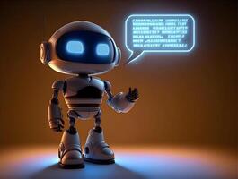 Talking robot with artificial intelligence. Concept of chatbot. photo