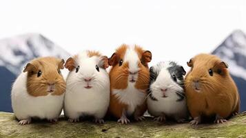 Small group of guinea pigs in outdoor photography. . photo