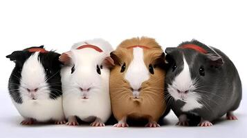 Small group of cute guinea pigs in studio. . photo